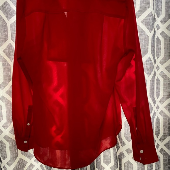 J. Crew red button down pleated front - Picture 4 of 5